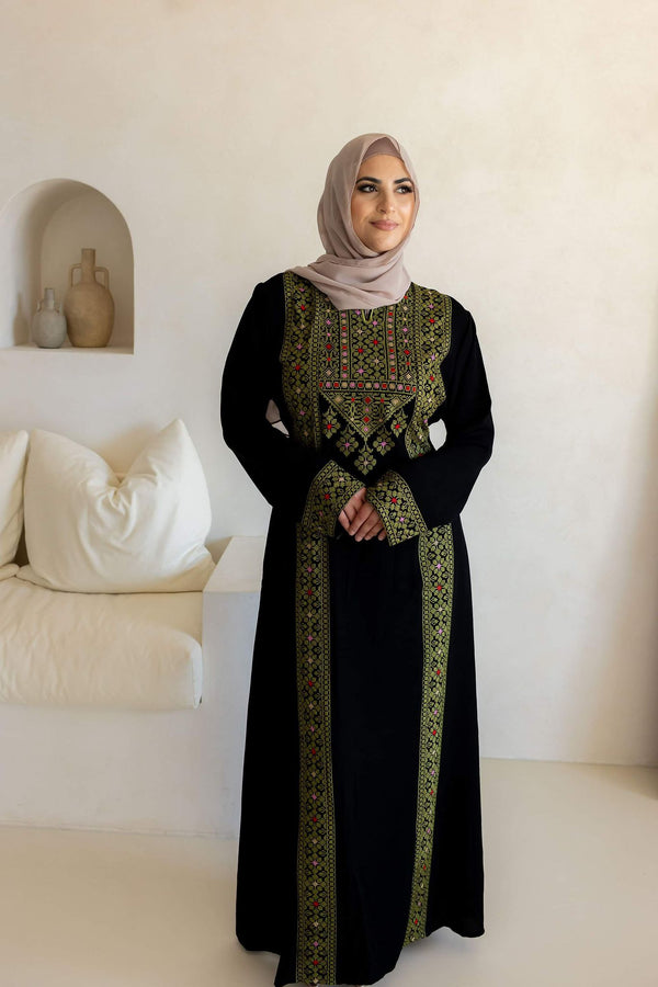 Palestinian Traditional Abaya Khaki