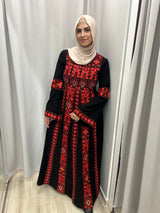 Palestinian Abaya with Belle Sleeve Red ￼