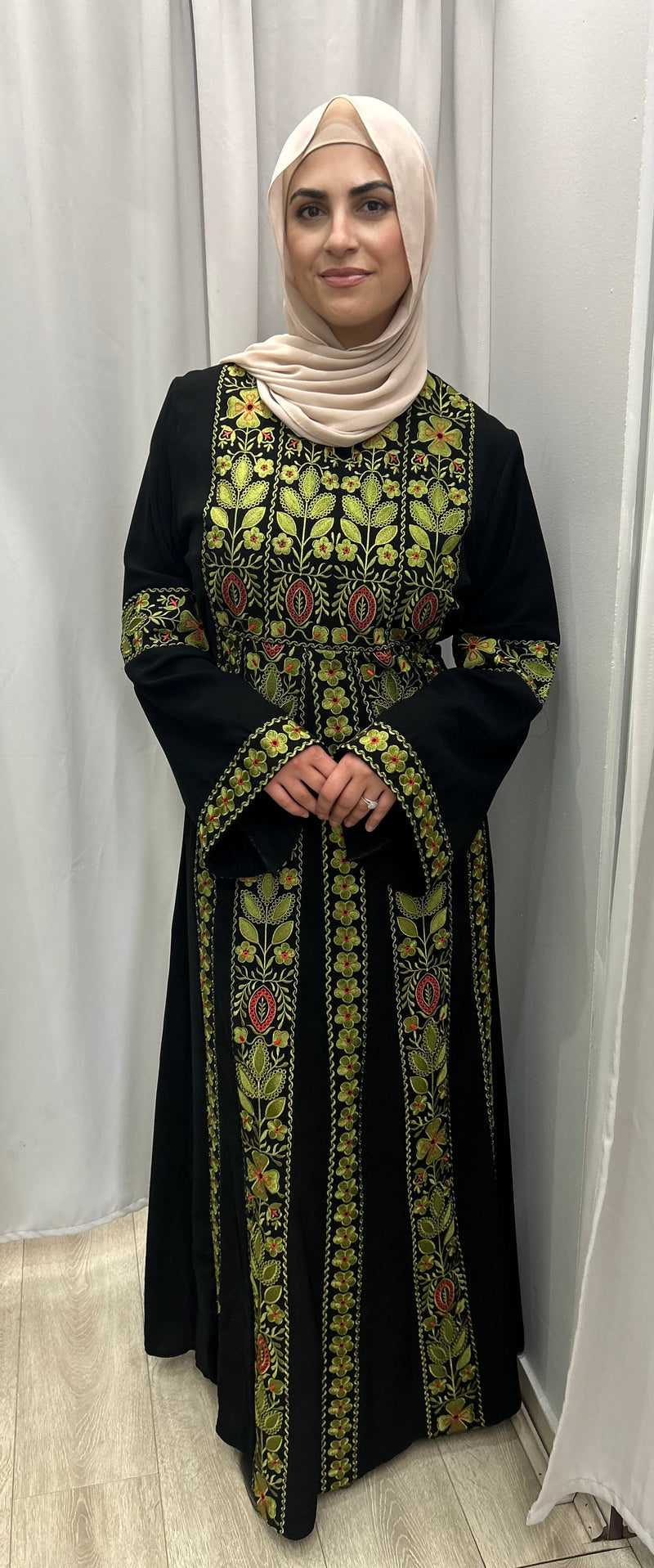 Palestinian Abaya with Belle Sleeve khaki