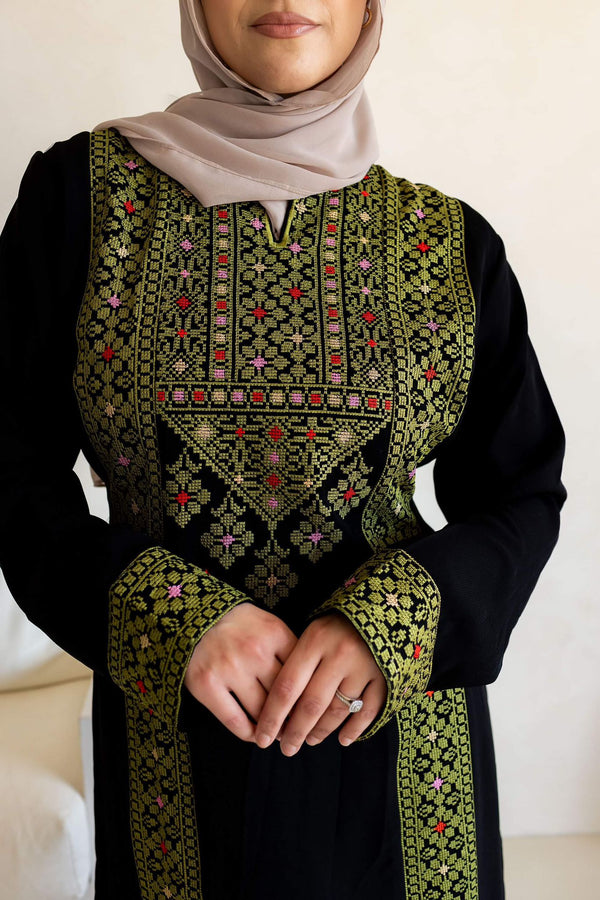 Palestinian Traditional Abaya Khaki