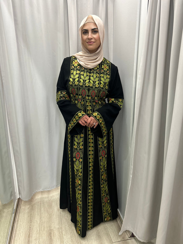 Palestinian Abaya with Belle Sleeve khaki