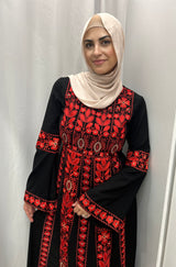 Palestinian Abaya with Belle Sleeve Red ￼